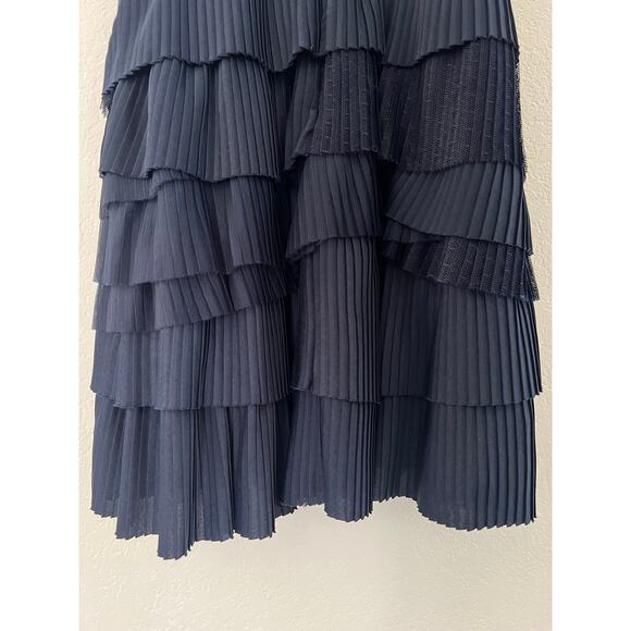 BCBG Maxazria Strapless Tiered Ruffle Mini Dress Womens Size 2 Navy Blue Hoco - Picture 14 of 16